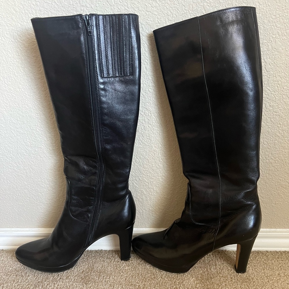 Van Eli Vero Cuoio Classic and Sexy Leather Tall Black Boots Size 8.5